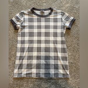 LuLaRoe Women's Plaid Tee in Black and Cream